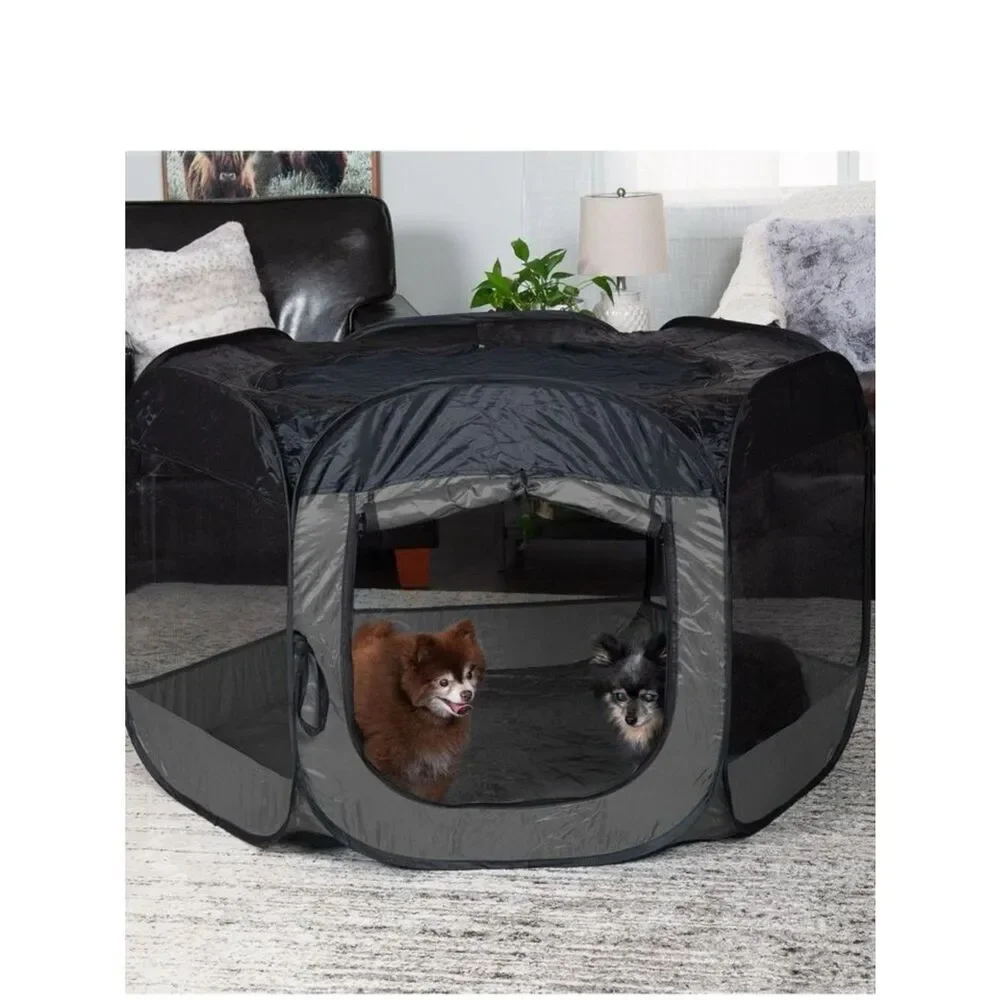 Portable Black and Gray Pop-Up Pet Playpen